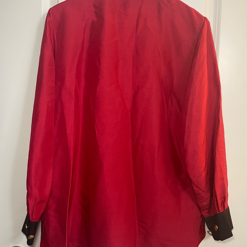 Bob Mackie Wearable Art Cat
Embroidered Silk Blouse Red Black
Button-Up M - Picture 2 of 11